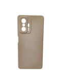 Husa Xiaomi 11T Pro silicon, protectie camere si butoane, interior material textil Bej