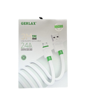 Cablu incarcare Fast Charge Gerlax 2.4A, USB-Micro USB, silicon elastic, 3 Metri Alb