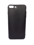 Husa Iphone 8 Plus silicon moale, slim case, textura carbon, margini anti alunecare Negru