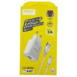 Set Incarcator QC 3.0 18W si Cablu incarcare Gerlax A3T USB- Tip C Fast Charge,1M , Alb