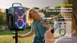 Boxa Portabila Hopestar PartyOne Club 650W Putere, Baterie 36.000 mAh cu baterie detasabila, BT 5.4, Lumini RGB + 2 Microfoane Wireless