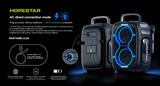 Boxa Portabila Hopestar PartyOne Club 650W Putere, Baterie 36.000 mAh cu baterie detasabila, BT 5.4, Lumini RGB + 2 Microfoane Wireless