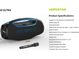 Boxa Portabila Hopestar A60 Ultra 450W, WaterProof, RGB + Microfon Wireless