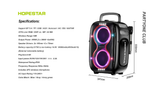 Boxa Portabila Hopestar PartyOne Club 650W Putere, Baterie 36.000 mAh cu baterie detasabila, BT 5.4, Lumini RGB + 2 Microfoane Wireless