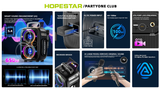 Boxa Portabila Hopestar PartyOne Club 650W Putere, Baterie 36.000 mAh cu baterie detasabila, BT 5.4, Lumini RGB + 2 Microfoane Wireless